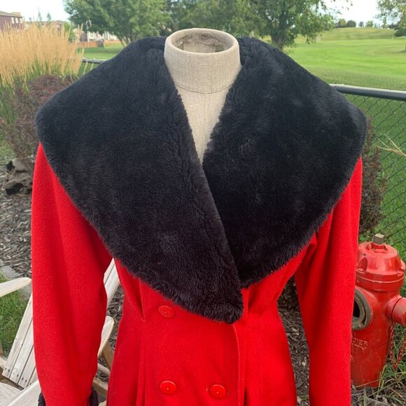 Vintage Votre Nom Penny Lane Coat Wool Faux Fur Double Breasted Overcoat - Picture 3 of 16